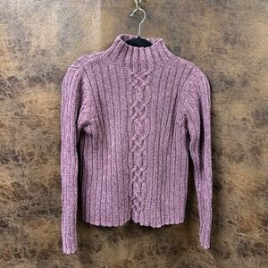 L.L. Bean vintage mock knit cable long sleeve women's medium sweater